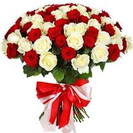 101 червона і біла троянда