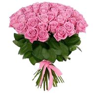55 рожевих троянд в шикарному букеті