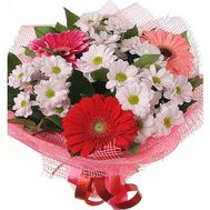 Букет із 6 хризантем і 3 гербер