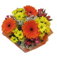 Букет квітів із 3 троянд і 4 гербер