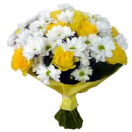 Букет із 11 троянд і 6 хризантем