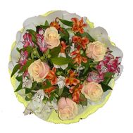 Букет із 6 альстромерій і 5 троянд