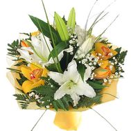 Букет квітів із 2 лілії і 5 орхідеї