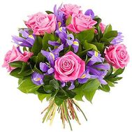 Букет із 7 троянд і 10 ірисів