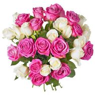 Букет із 29 різнокольорових троянд