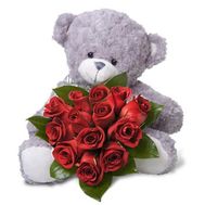 13 троянд + ведмедик