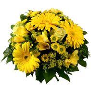 Букет квітів із 5 троянд, 5 хризантем і 5 гербер