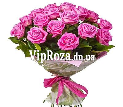 25 рожевих троянд в букеті