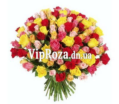 Букет із 101 різнобарвною троянди
