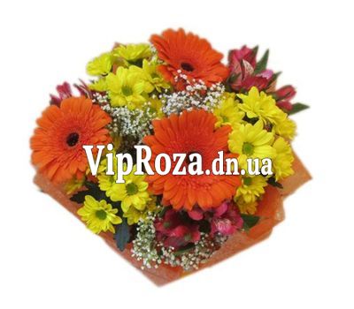 Букет квітів із 3 троянд і 4 гербер