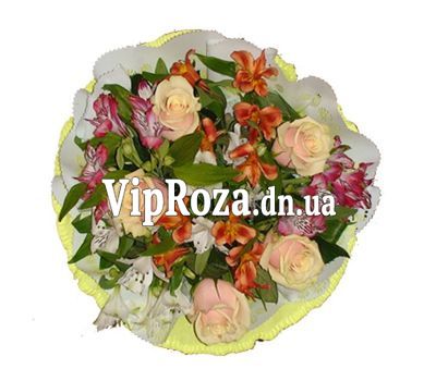 Букет із 6 альстромерій і 5 троянд