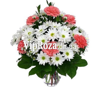 Букет квітів із 7 гвоздик і 8 хризантем