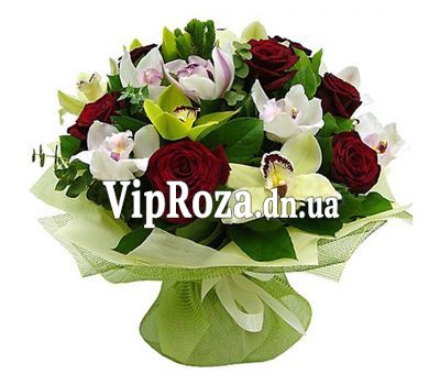 Букет із орхідей і троянд