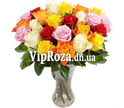 Букет із 21 різнобарвною троянди