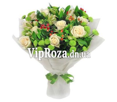 Букет квітів із альстромерій, троянд, хризантем