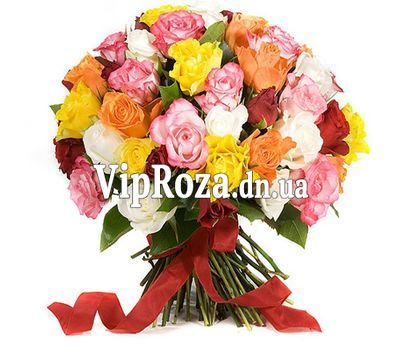 Букет із 41 різнобарвною троянди