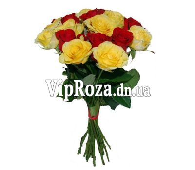 Букет із 15 різнокольорових троянд