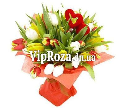 Букет із 31 різнобарвного тюльпана