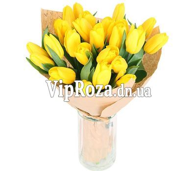 Букет із 25 жовтих тюльпанів