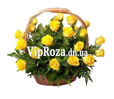 Кошик з 27 жовтих троянд