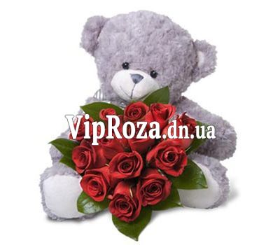 13 троянд + ведмедик