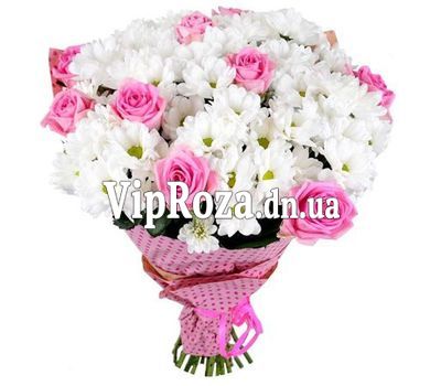 Букет із 9 троянд і 8 хризантем