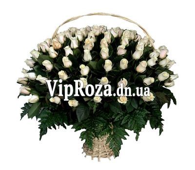 Кошик з 101 імпортної білої троянди