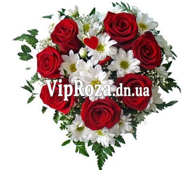 Серце з троянд і хризантем