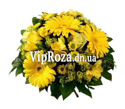 Букет квітів із 5 троянд, 5 хризантем і 5 гербер